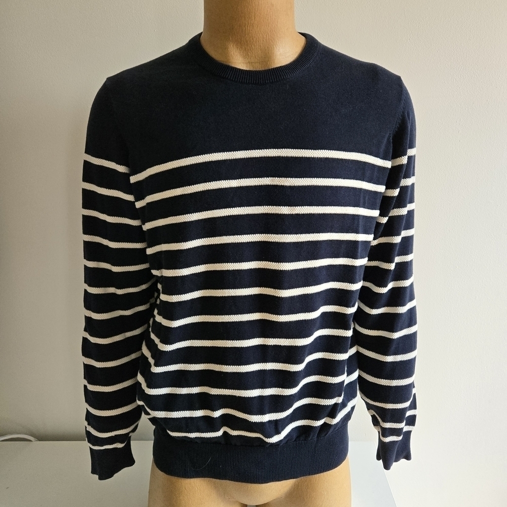 Ben Sherman Men's Navy and White Crewneck Sweater